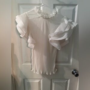 Lovesong Elegant White Ruffle Sleeve Top Size L
